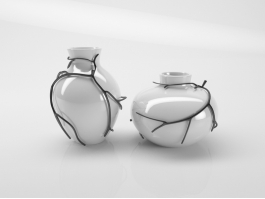 White Ceramic Modern Vases 3d preview