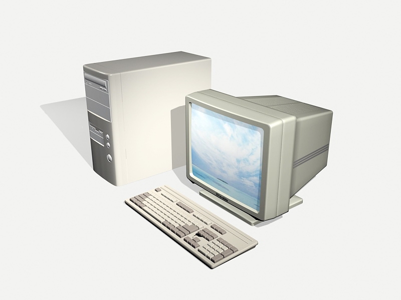 Old Desktop Computer 3d rendering