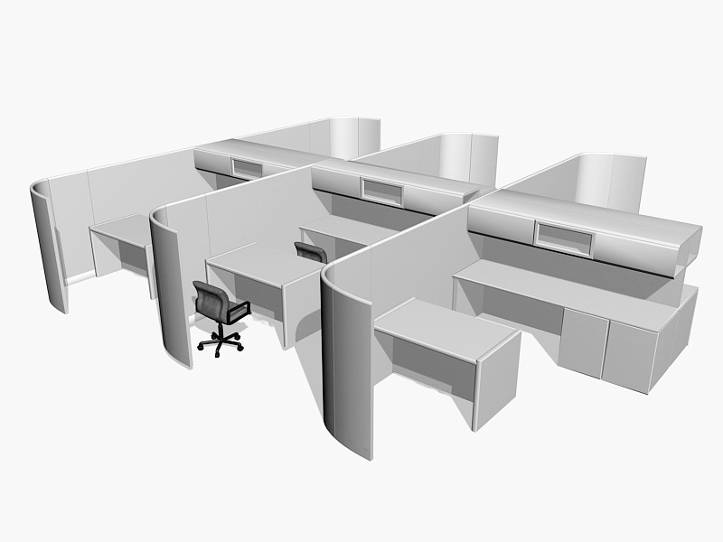 Office Workspace Furniture 3d rendering