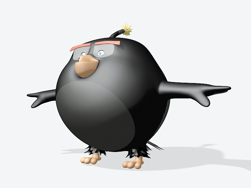 Black Bomb Angry Bird 3d rendering