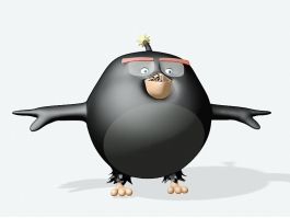 Black Bomb Angry Bird 3d model preview