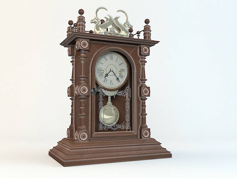 Antique Mantle Clock 3d rendering