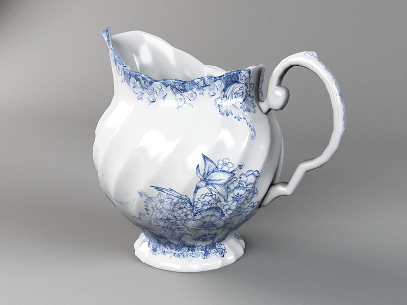 Blue China Milk Pot 3d rendering