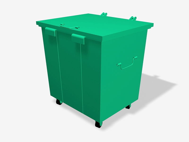Green Trashbox 3d rendering