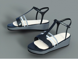 Black Wedge Sandals 3d model preview