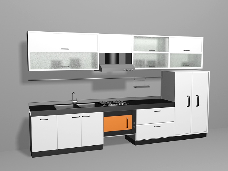 White Kitchen Design Ideas 3d rendering