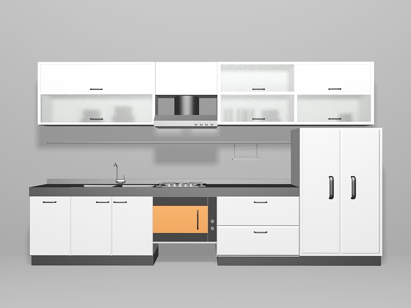 White Kitchen Design Ideas 3d rendering