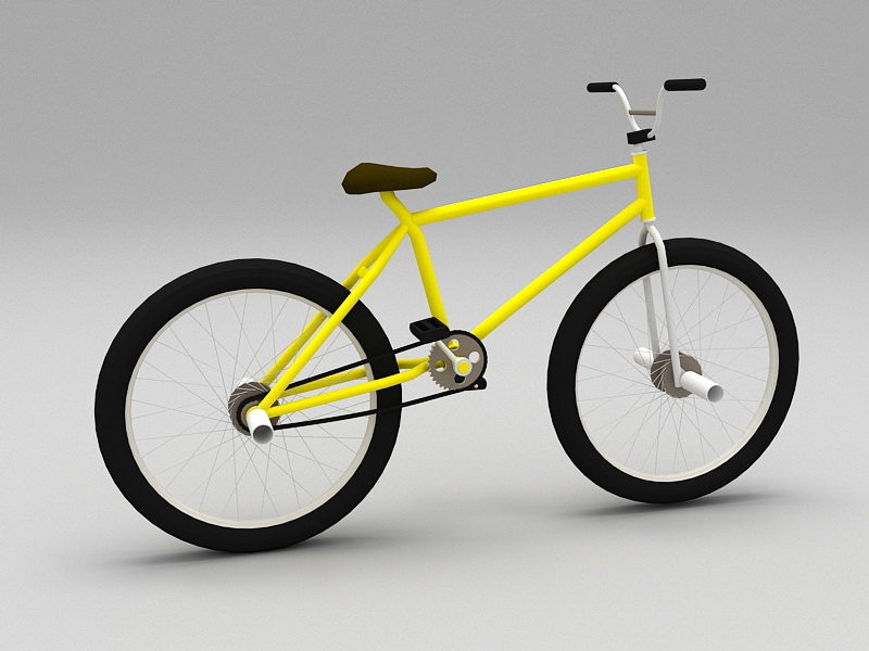 Yellow Bicycle 3d rendering