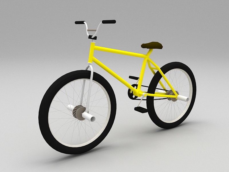 Yellow Bicycle 3d rendering