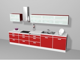 Red Kitchen Cabinets Ideas 3d preview