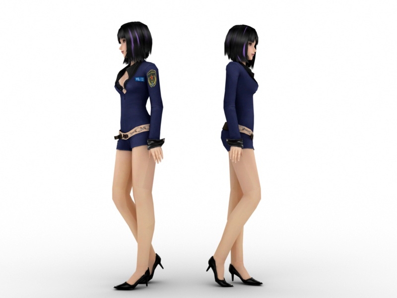 Beautiful Police Woman 3d rendering
