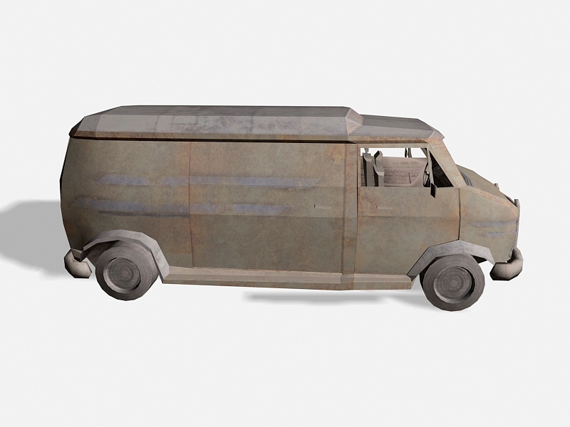 Rusty Abandoned Van 3d rendering