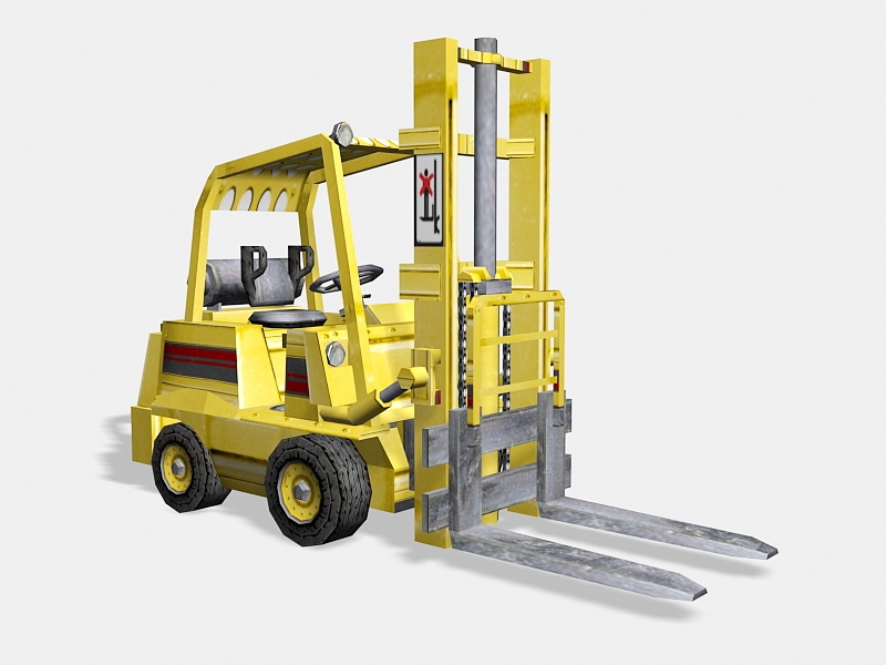 Yellow Color Forklift 3d rendering