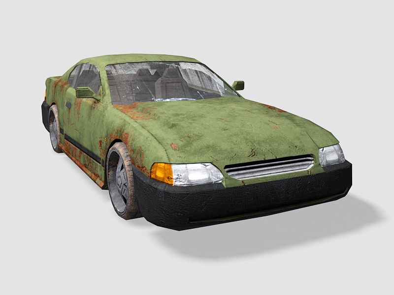 Abandoned Rusty Car 3d rendering