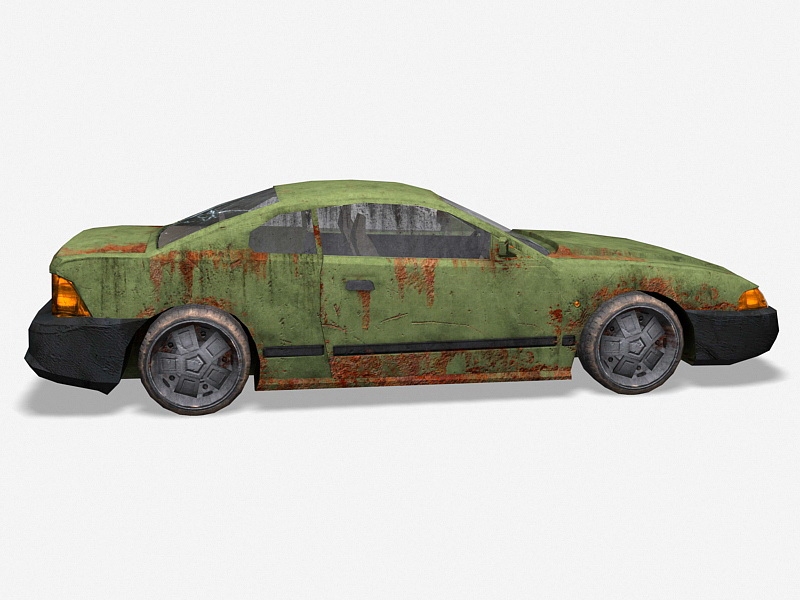 Abandoned Rusty Car 3d rendering
