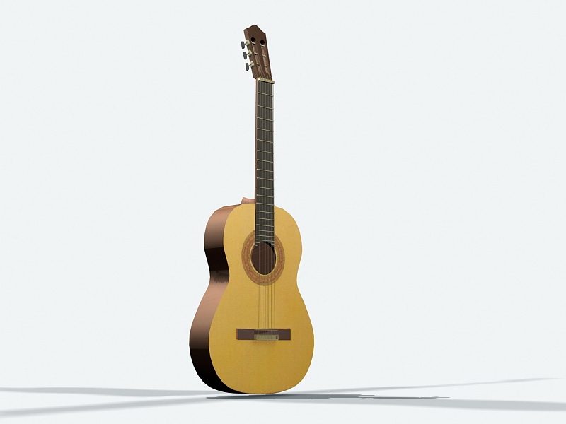 6 String Acoustic Guitar 3d rendering