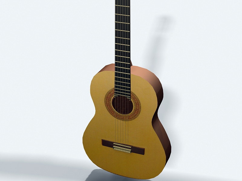 6 String Acoustic Guitar 3d rendering