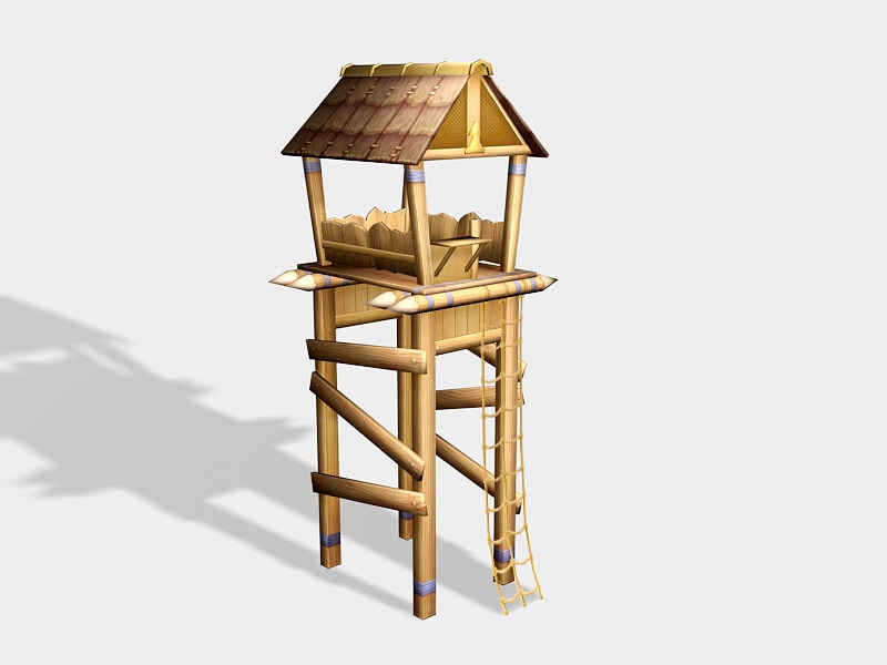Wooden Watchtower 3d rendering