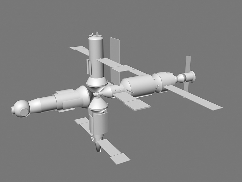 The Mir Space Station 3d rendering