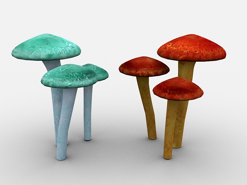 Cave Mushrooms 3d rendering