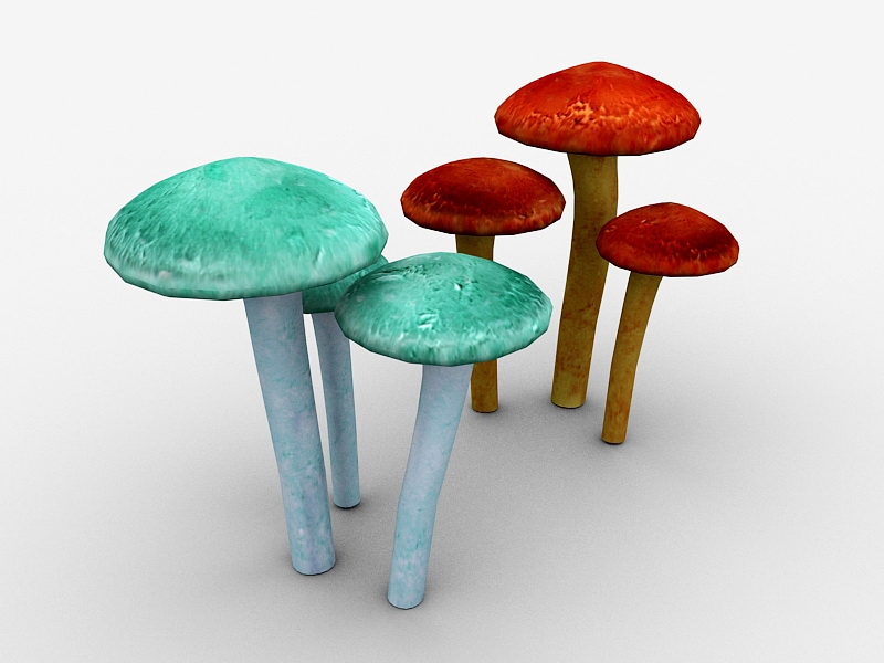 Cave Mushrooms 3d rendering