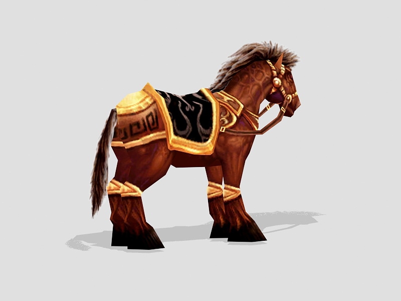 Medieval War Horse Lowpoly 3d rendering