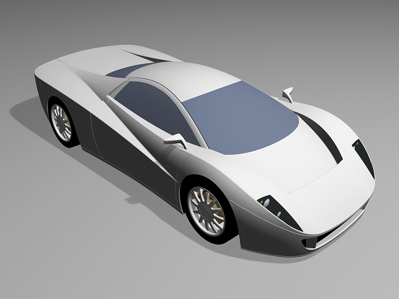 White Sports Car Concept 3d rendering
