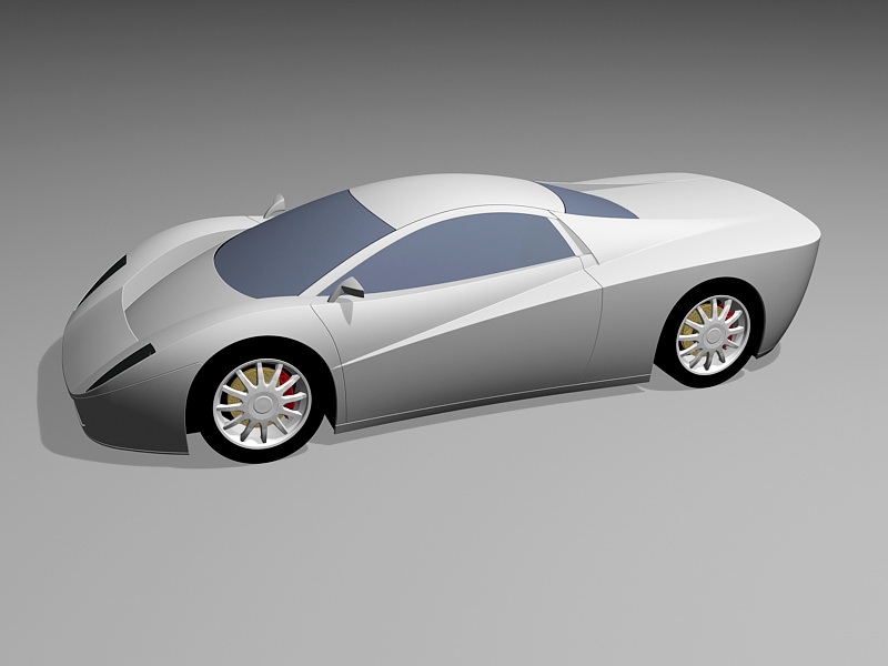 White Sports Car Concept 3d rendering