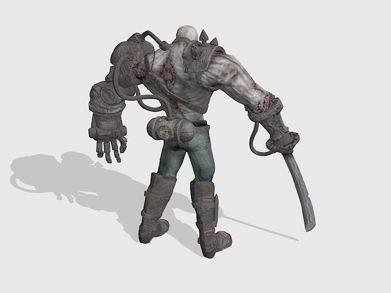 Cyborg Warrior with Sword 3d rendering