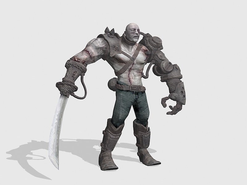 Cyborg Warrior with Sword 3d rendering