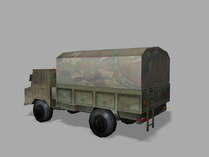 Old Military Cargo Truck Lowpoly 3d rendering