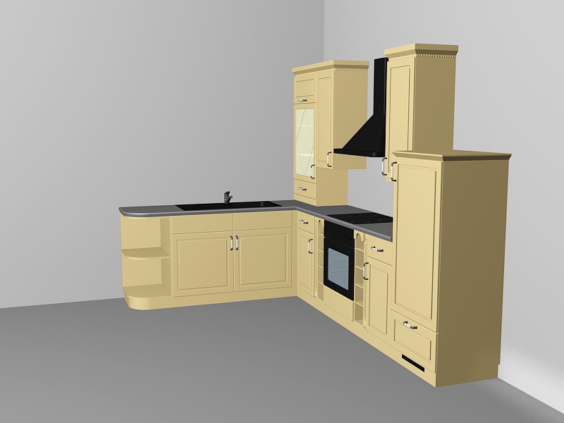 Small Rustic Apartment Kitchen Design Ideas 3d rendering