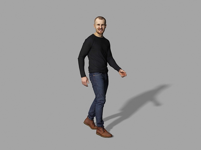 Casual Man Walking Forward 3d rendering