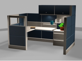 Dark Blue Office Cubicle 3d preview