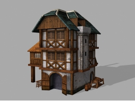 Medieval Tavern Exterior Lowpoly 3d model preview