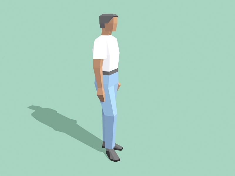 Low Poly Male in T-shirt 3d rendering