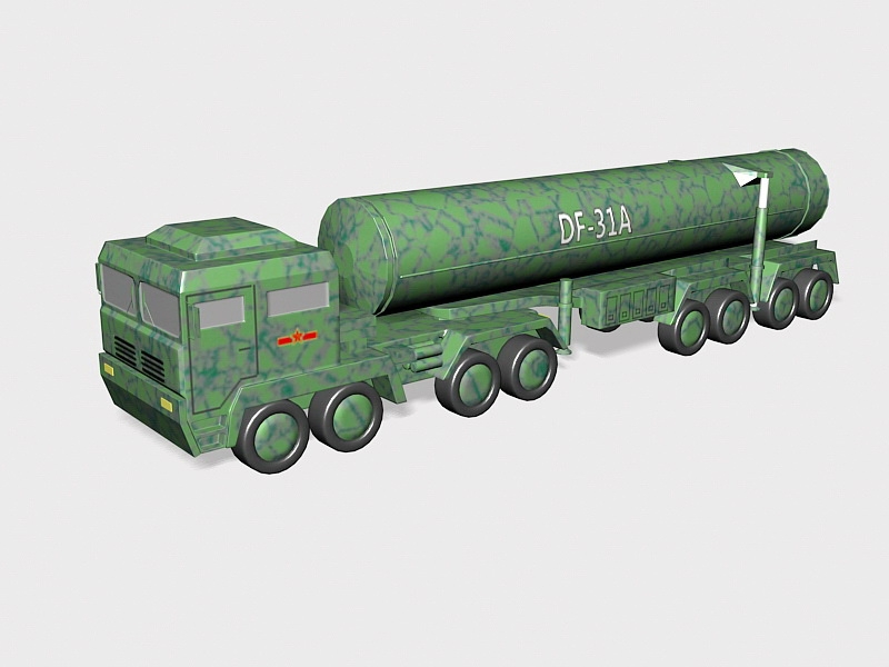 China DF-31 Intercontinental Ballistic Missile 3d rendering