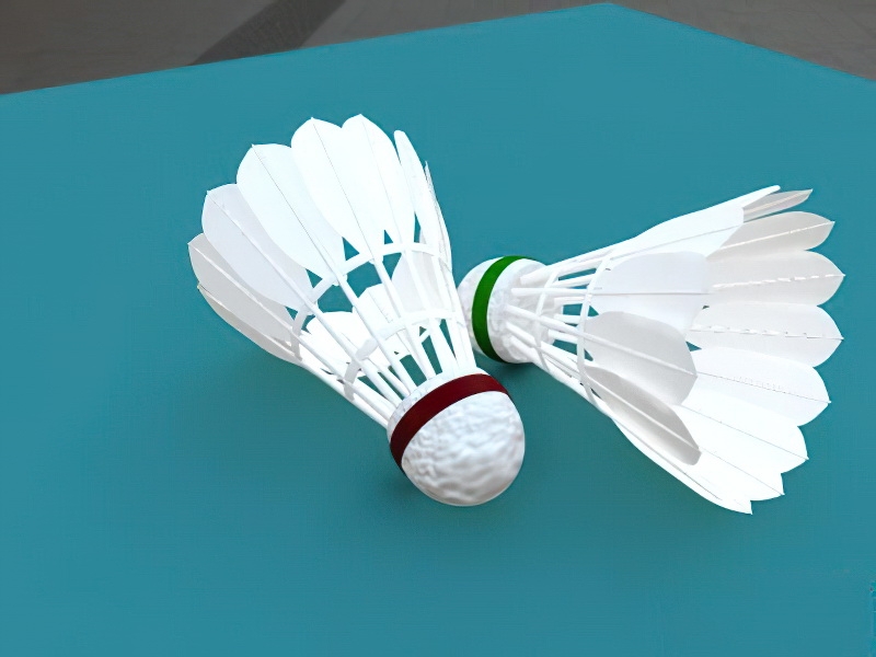 Shuttlecocks with Feathers 3d rendering