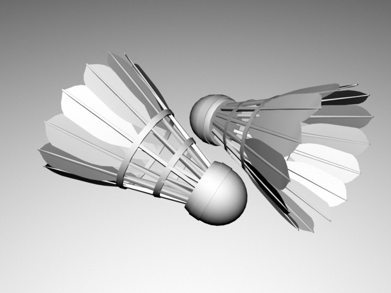 Shuttlecocks with Feathers 3d rendering