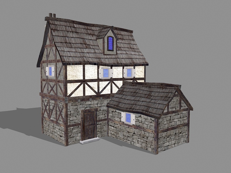 Medieval Stone House 3d rendering