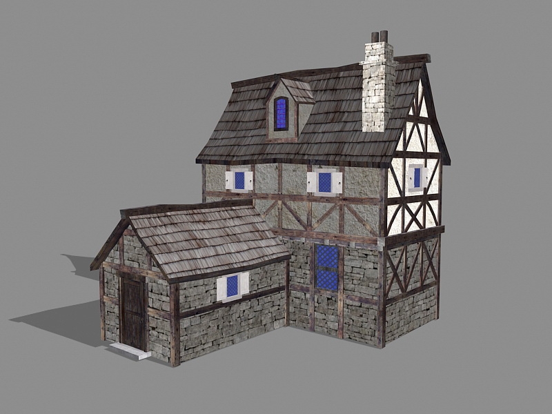 Medieval Stone House 3d rendering