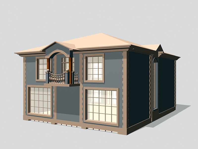 House with Detached Garage 3d rendering