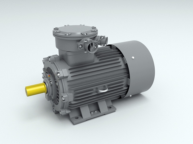 Industrial Electric Motor 3d rendering