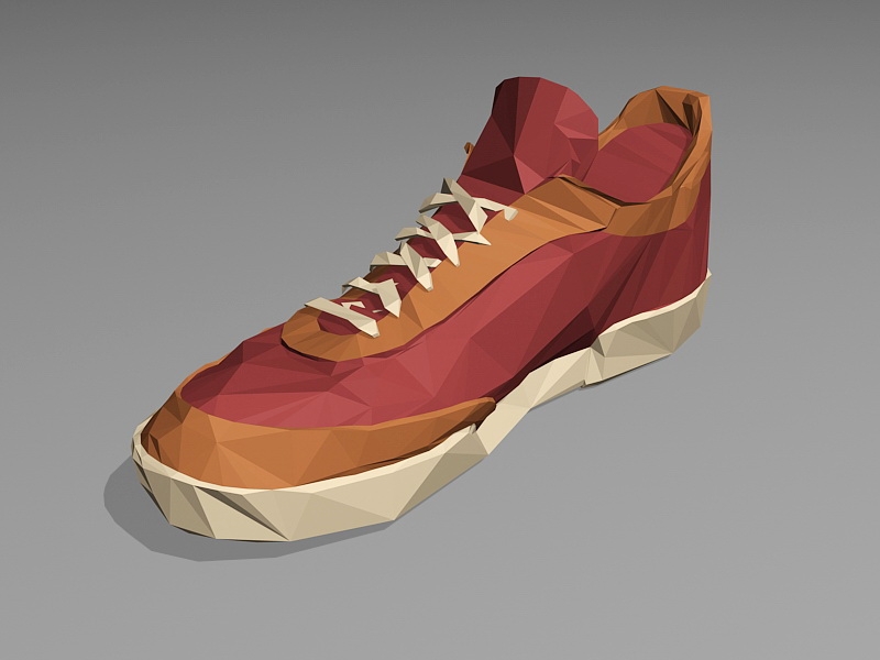 Brown Sneaker Lowpoly 3d rendering