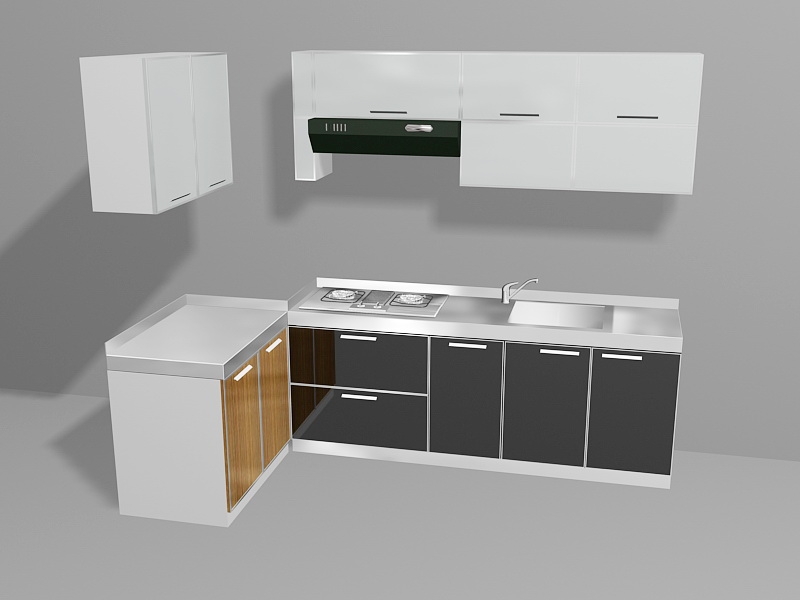Kitchen Design for Small Areas 3d rendering