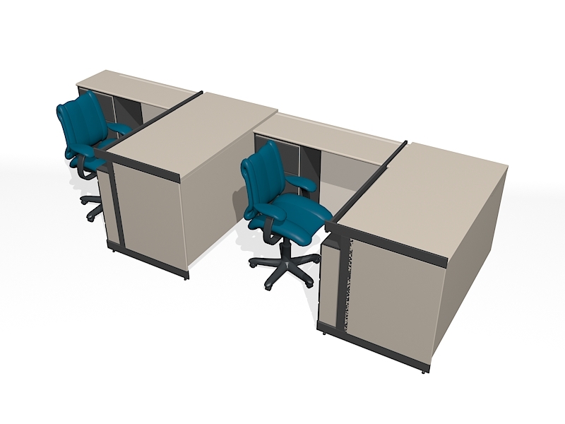 Office Computer Desks Workstations 3d rendering