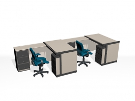 Office Computer Desks Workstations 3d preview