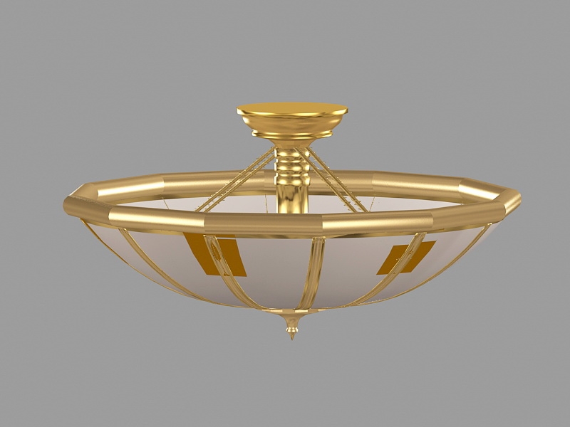 Brass Semi Flush Mount Ceiling Light 3d rendering