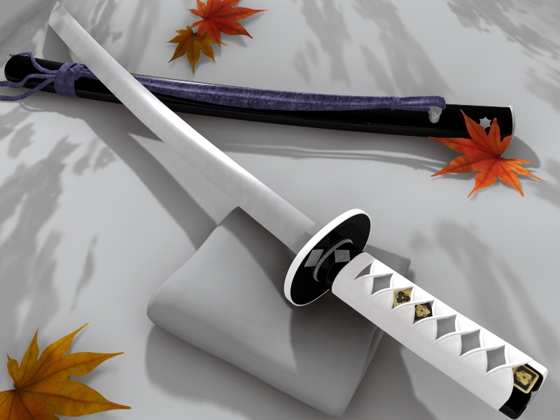 Antique Japanese Samurai Sword 3d rendering