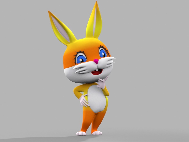Cute Rabbit Cartoon Rigged 3d rendering